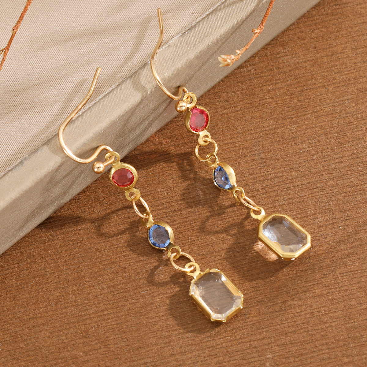 Women's Retro Style Long Chain Color-Block Dangle Earrings